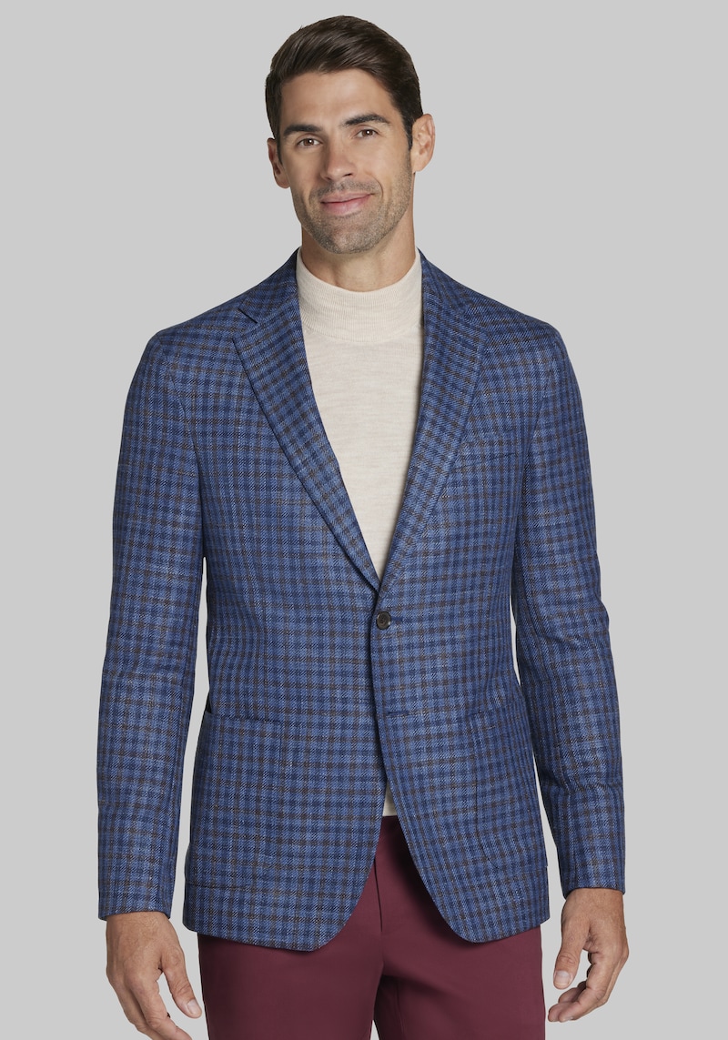 Men's Reserve Collection Tailored Fit Check Sportcoat at Jos. A. Bank, Blue,