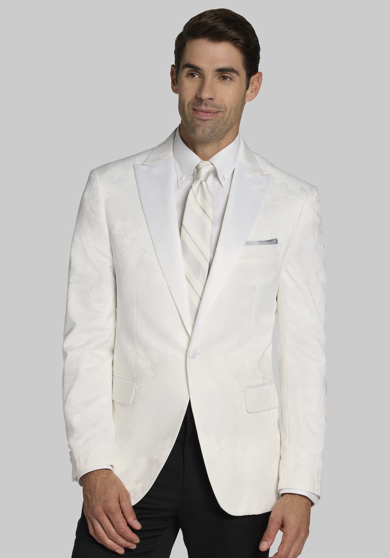 Men's Jos. A. Bank Tailored Fit Floral Jacquard Dinner Jacket at Bank, Cream/White,