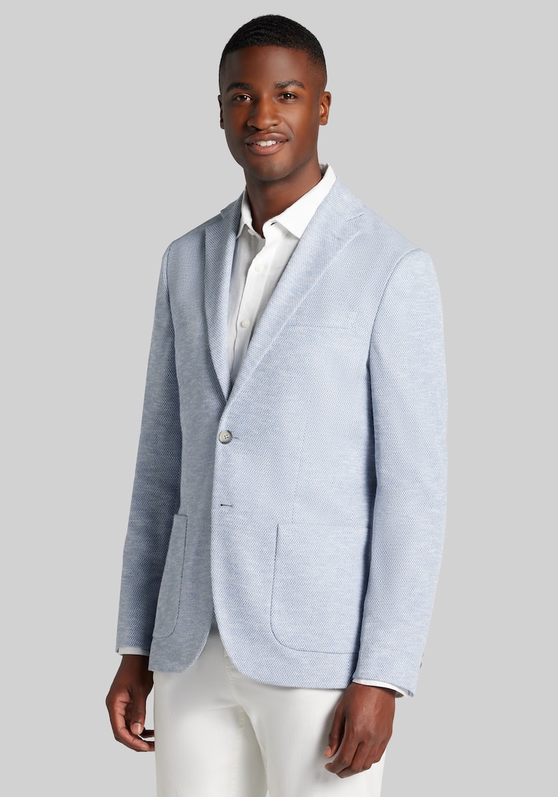Men's Jos. A. Bank Comfort Stretch Slim Fit Knit Sportcoat at Jos. A. Bank, Light Blue, Size 46 Regular