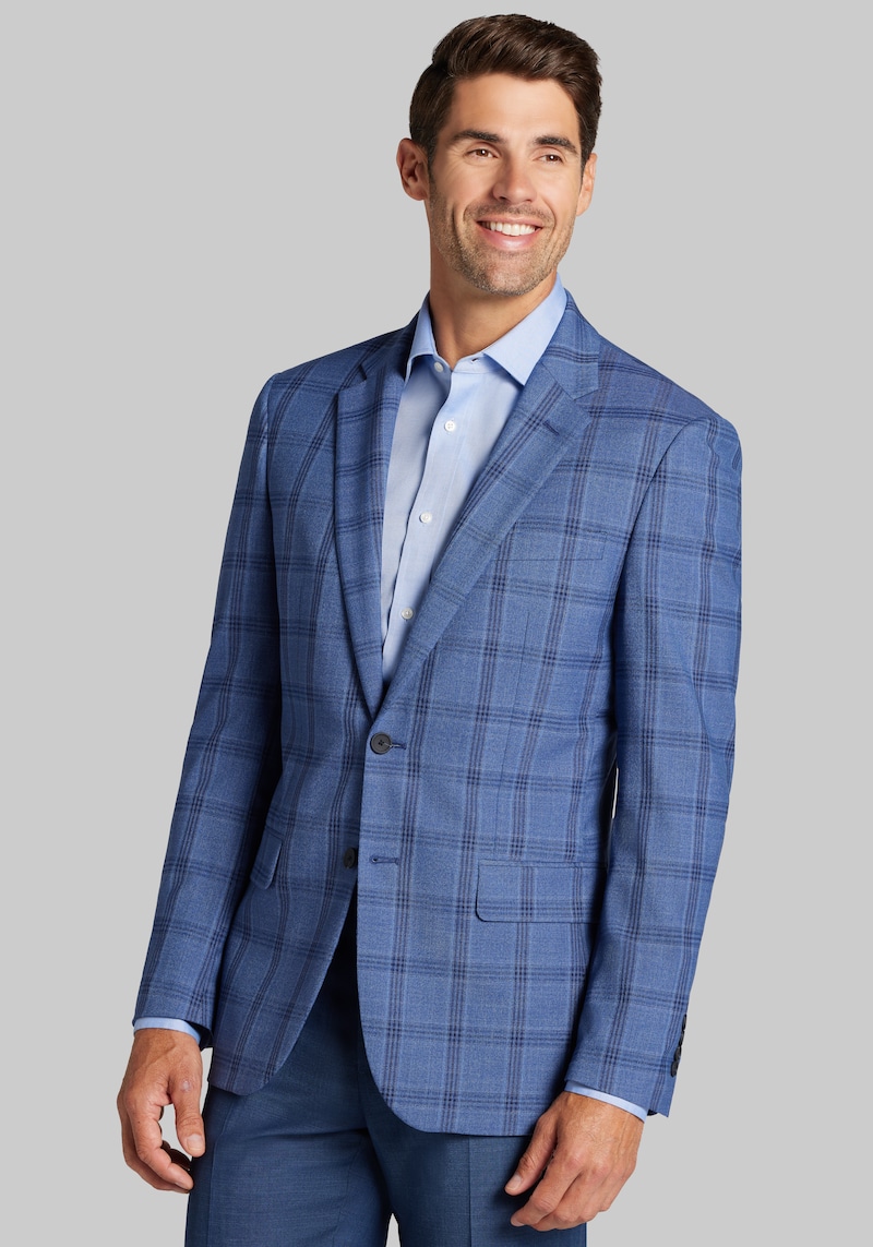 Men's Traveler COOLMOTION Slim Fit Plaid Sportcoat at Jos. A. Bank, Blue/Navy, Size 46 Regular