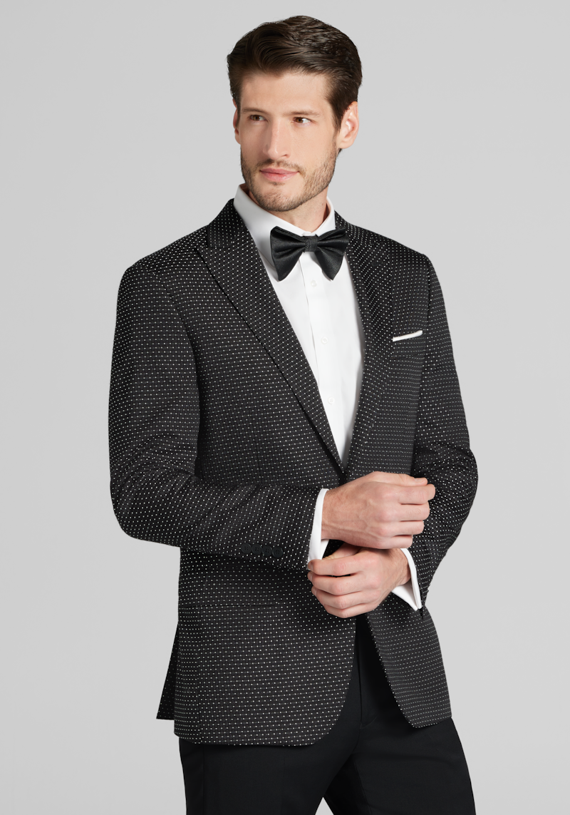 Men's Big & Tall Jos. A. Bank Slim Fit Polka Dot Dinner Jacket at Jos. A. Bank, Black, Size 48 Regular
