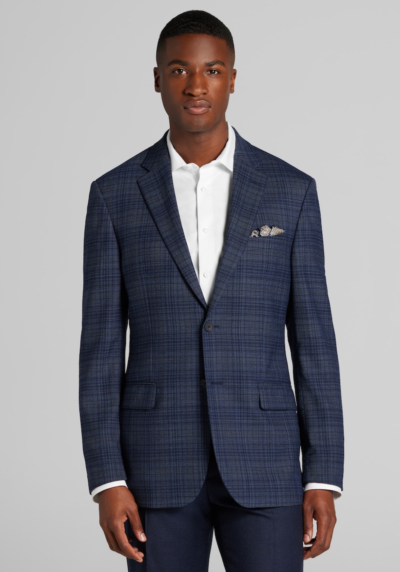 Men's Traveler COOLMOTION Tailored Fit Plaid Sportcoat at Jos. A. Bank, Blue/Navy, Size 46 Regular
