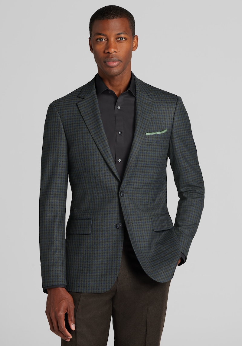 Men's Traveler COOLMOTION Tailored Fit Plaid Sportcoat at Jos. A. Bank, Green, Size 40 Long