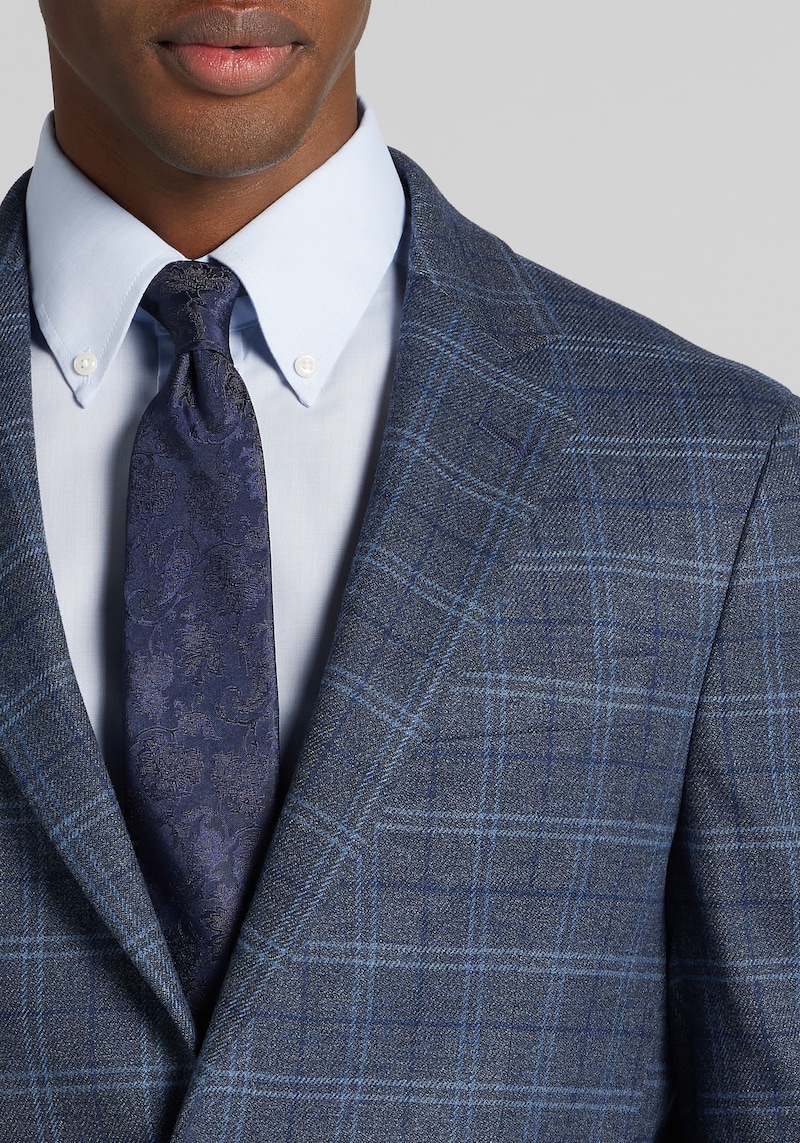 Men's Big & Tall Jos. A. Bank Slim Fit Plaid Comfort Stretch Sportcoat at Jos. A. Bank, Blue, Size 48 Regular