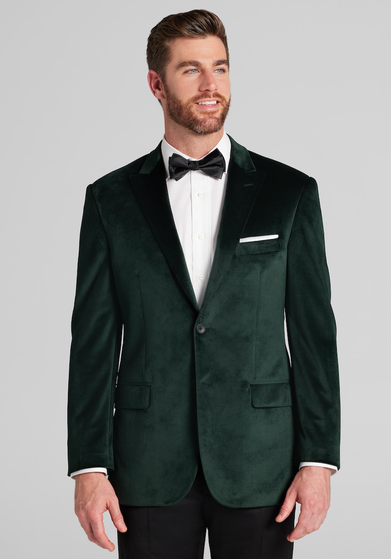 Men's Jos. A. Bank Comfort Stretch Tailored Fit Velvet Dinner Jacket at Jos. A. Bank, Green, Size 40 Regular