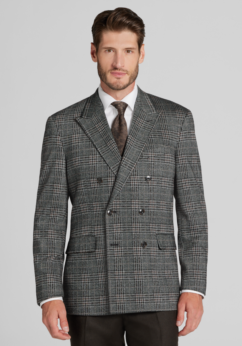 Men's Jos. A. Bank Comfort Stretch Tailored Fit Glen Plaid Sportcoat at Jos. A. Bank, Brown, Size 40 Regular