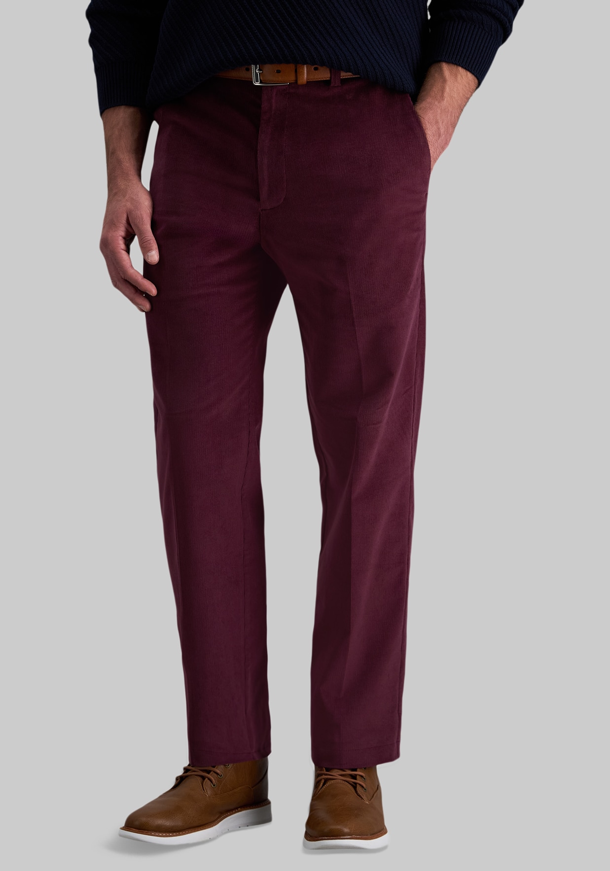 Men's Burgundy Office Pants