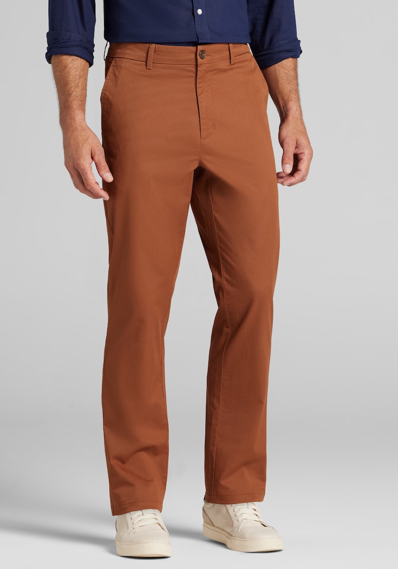 Men's Jos. A. Bank Tailored Fit Stretch Chinos at Jos. A. Bank, Orange/Rust, Size 36x29 - Pants