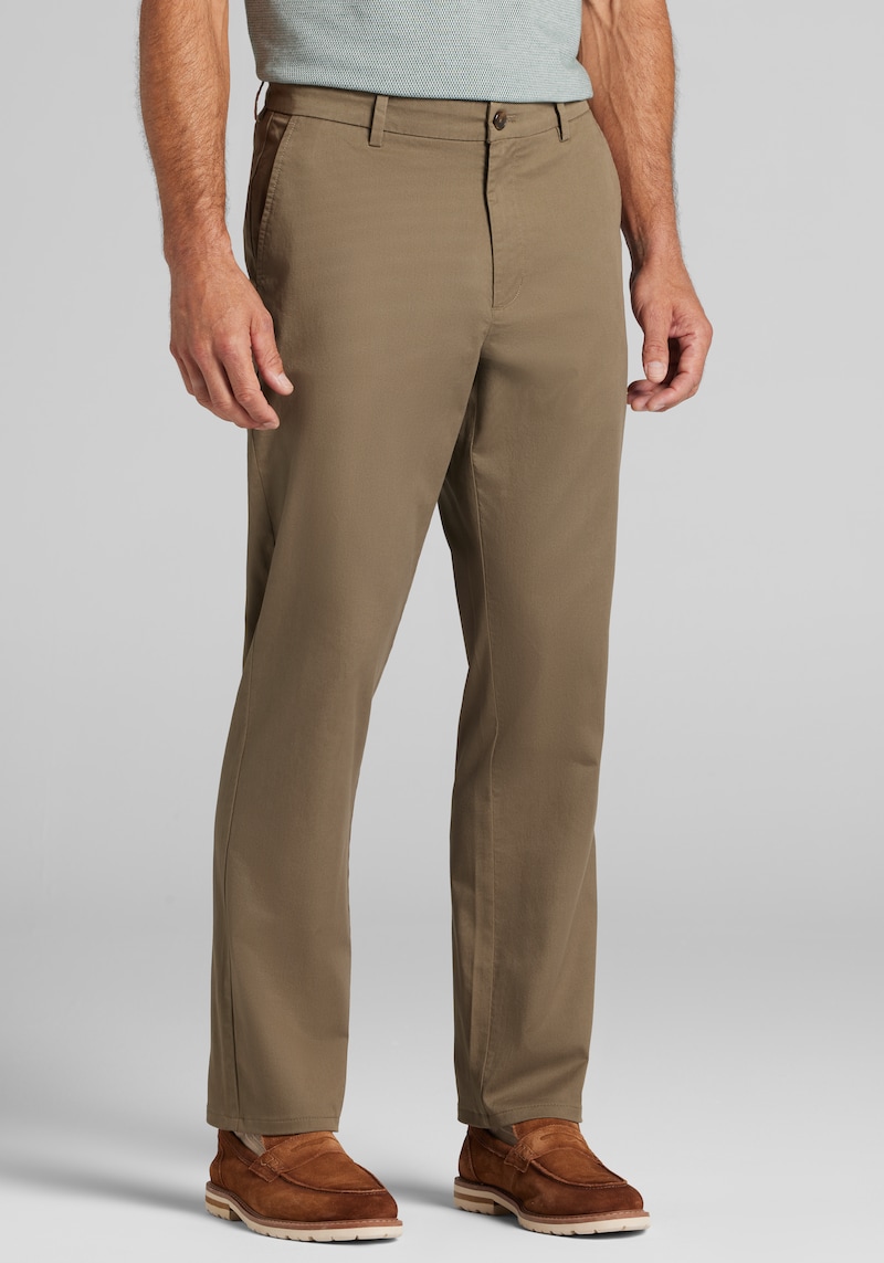 Men's Jos. A. Bank Tailored Fit Stretch Chinos at Jos. A. Bank, Dark Olive/Green, Size 40x29 - Pants