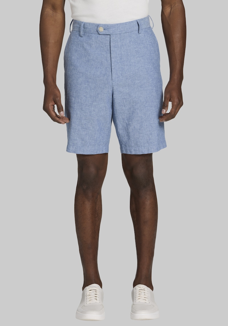 JoS. A. Bank Men's Tailored Fit Linen Blend Shorts, Navy, 32 Regular