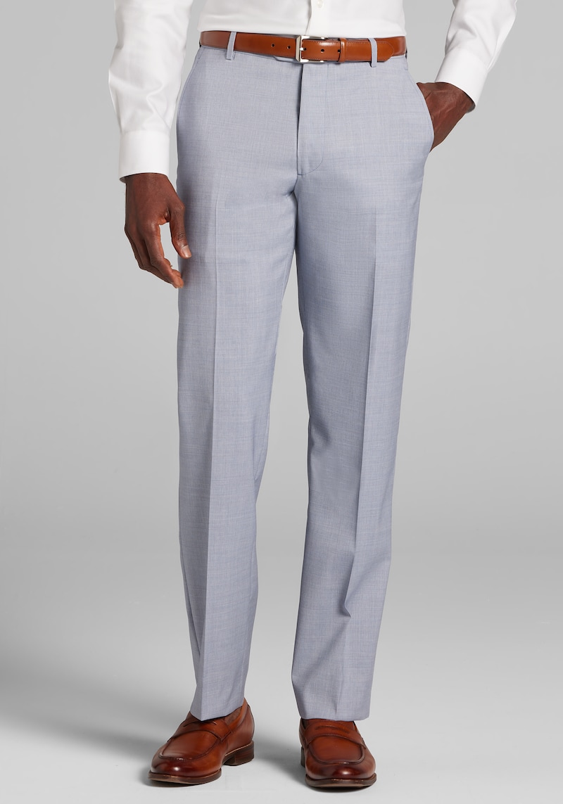 Men's Big & Tall Reserve Collection Tailored Fit Textured Grid Italian Wool Dress Pants at Jos. A. Bank, Light Blue