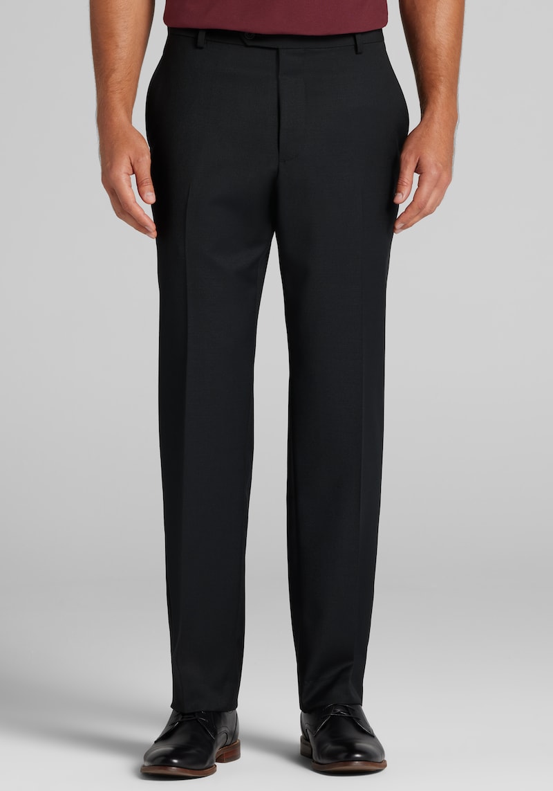 Men's TravelerÂ® COOLMOTION Tailored Fit Dress Pants at Jos. A. Bank, Black, Size 36x32