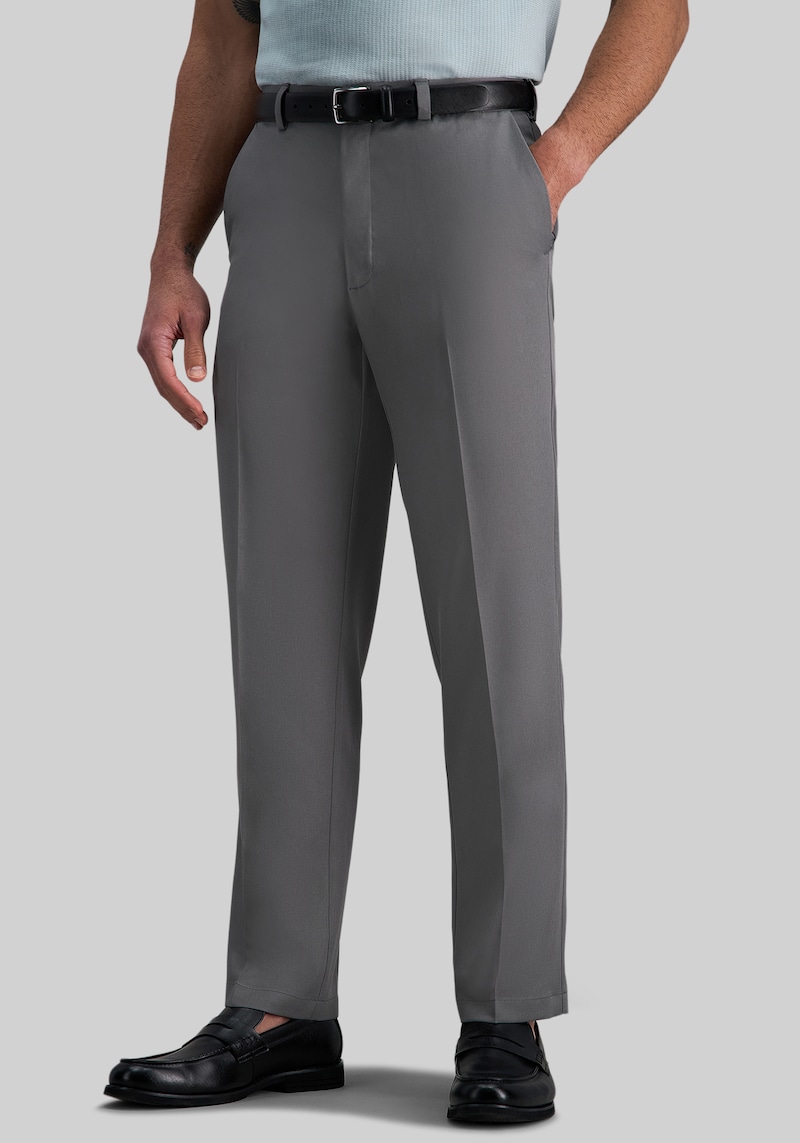 Men's Haggar Cool Right Performance Flex Classic Fit Flat Front Pants at Jos. A. Bank, Grey, Size 40x32