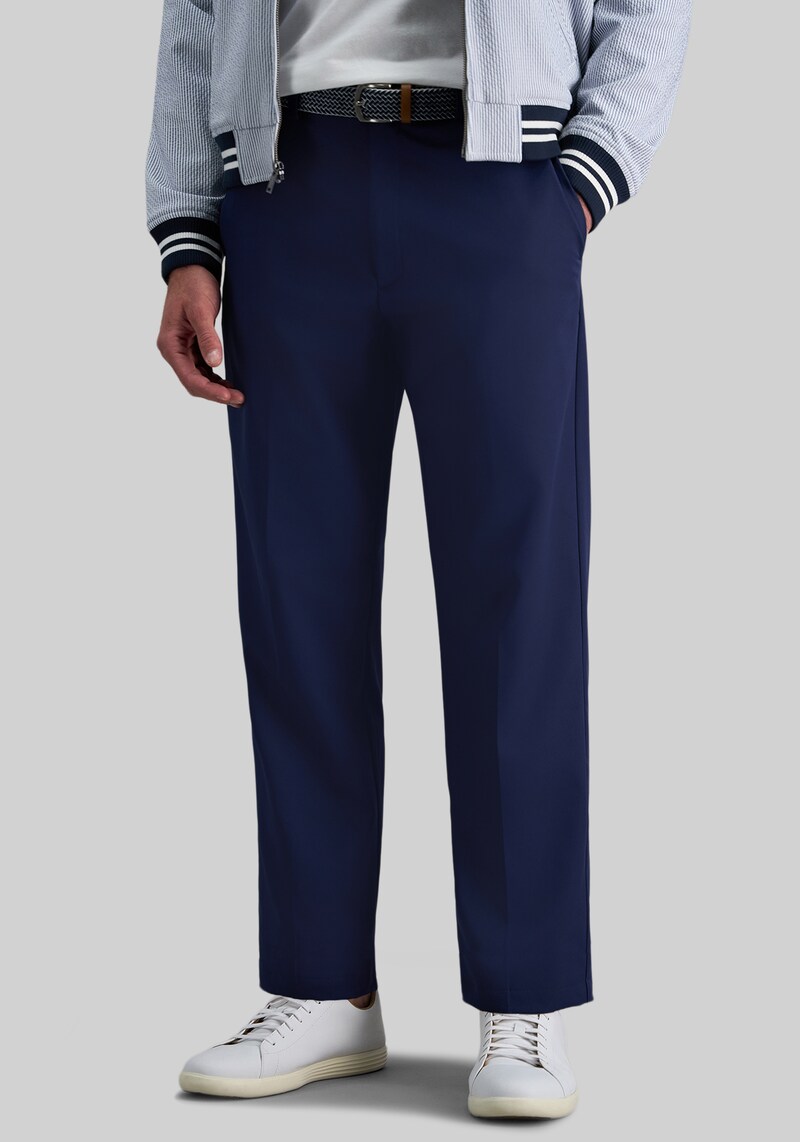 Men's Haggar Cool Right Performance Flex Classic Fit Flat Front Pants at Jos. A. Bank, Blue/Navy, Size 38x30