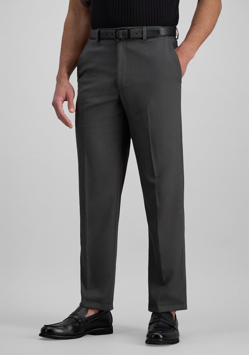Men's Haggar Cool Right Performance Flex Classic Fit Flat Front Pants at Jos. A. Bank, Dark Grey, Size 34x34