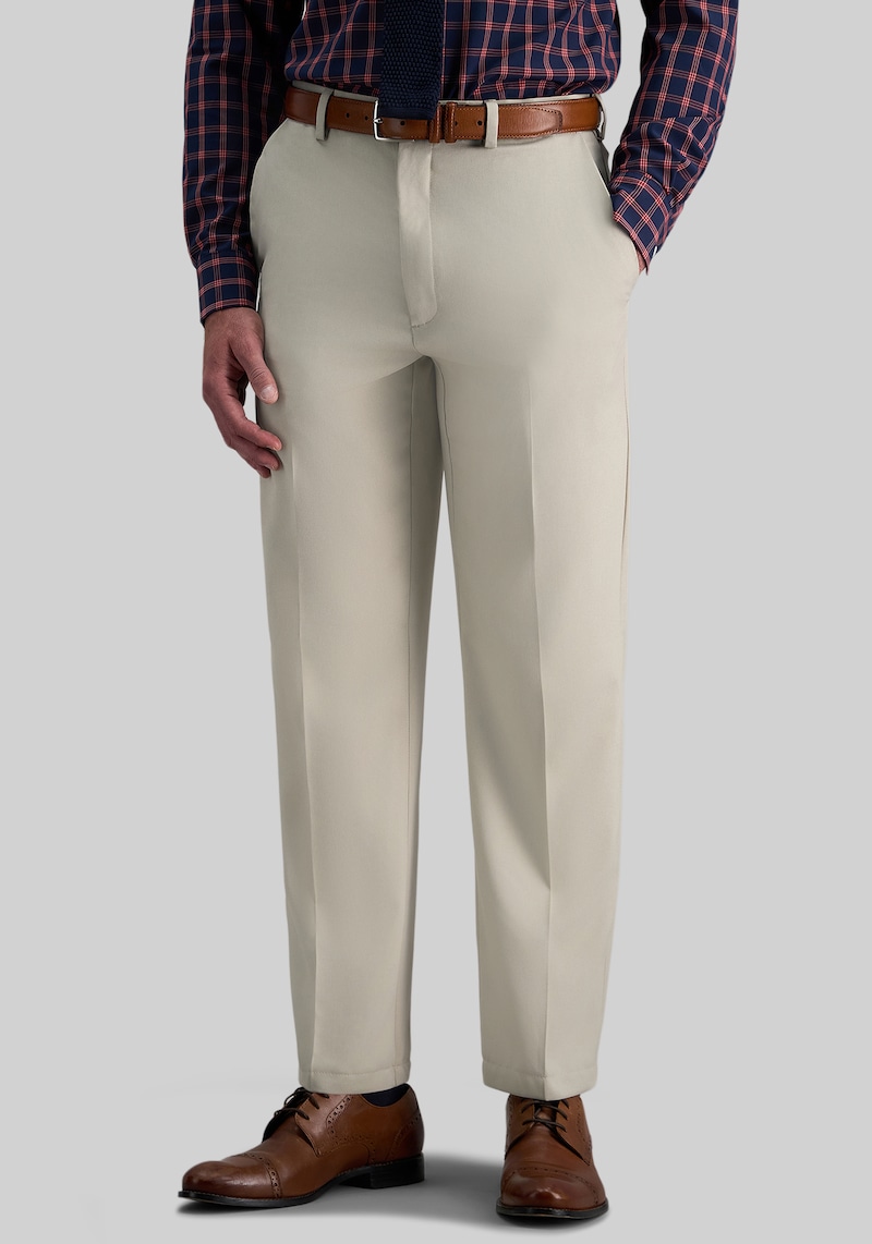 Men's Haggar Cool Right Performance Flex Classic Fit Flat Front Pants at Jos. A. Bank, Cream/Natural/White, Size 36x30