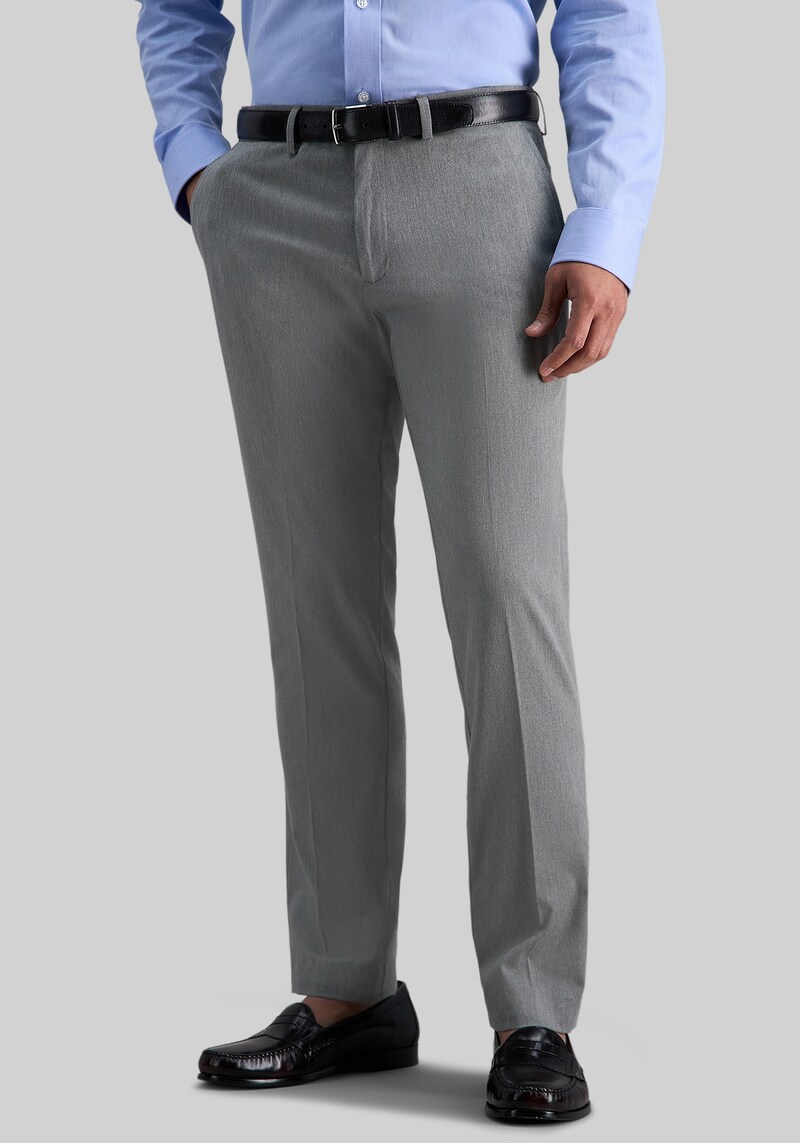 Men's Haggar Slim Straight Fit Iron-Free Premium Flat Front Khaki Pants at Jos. A. Bank, Grey, Size 36x30