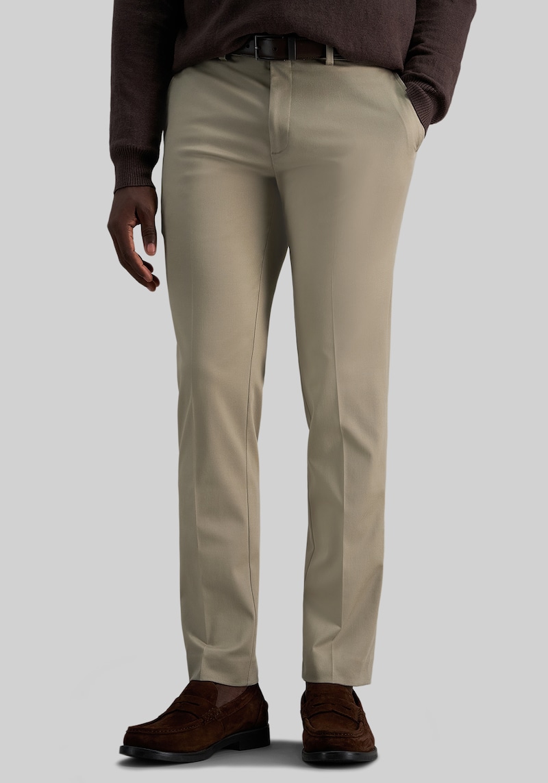 Men's Haggar Slim Straight Fit Iron-Free Premium Flat Front Khaki Pants at Jos. A. Bank, Tan, Size 36x29