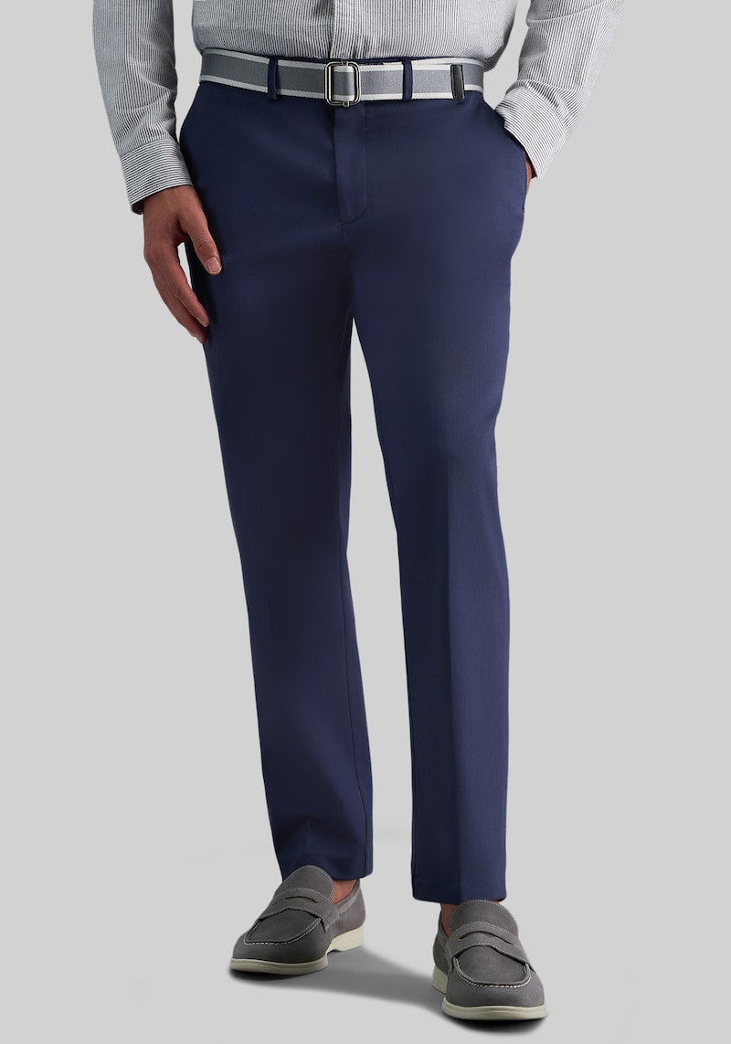 Men's Haggar Slim Straight Fit Iron-Free Premium Flat Front Khaki Pants at Jos. A. Bank, Dark Blue, Size 34x30