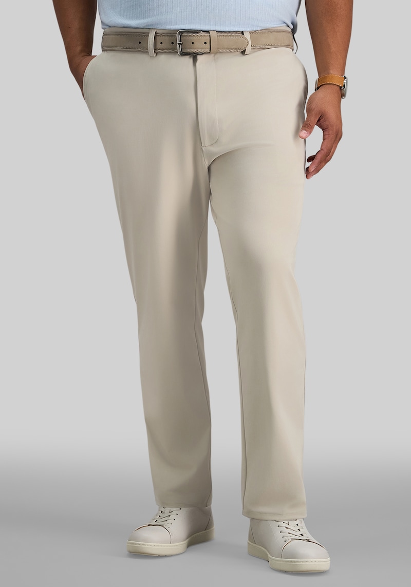Men's Big & Tall Haggar Sport Big & Tall Travel Performance Straight Fit Flat Front Pants at Jos. A. Bank, Light Tan, Size 50x30