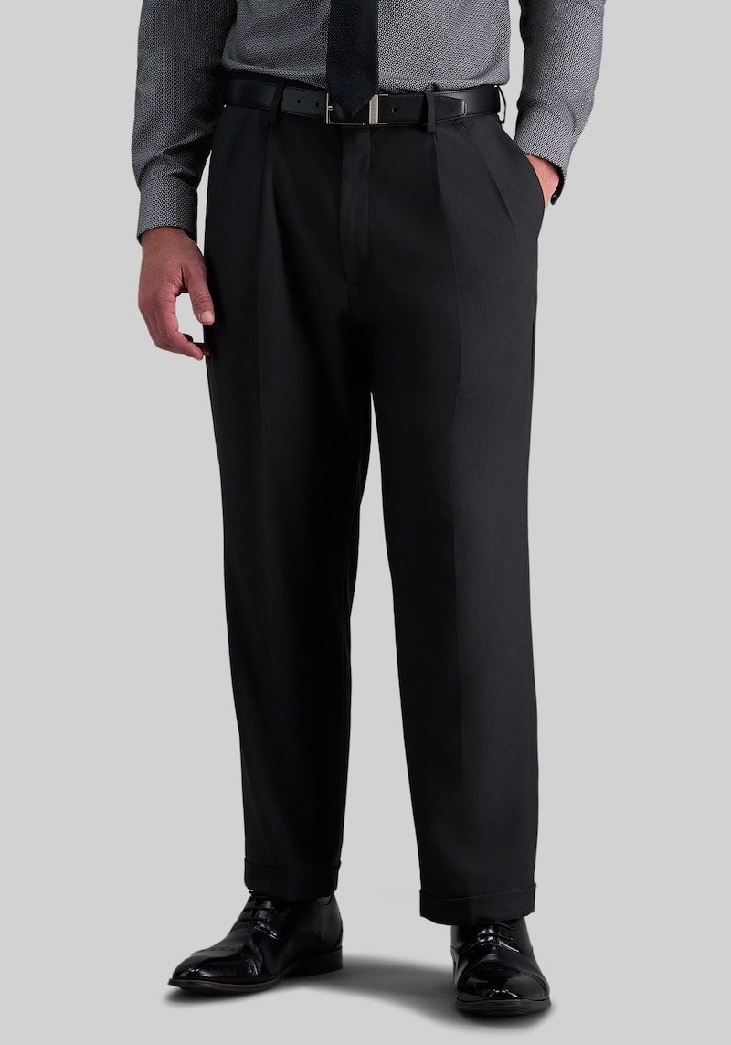 Men's Haggar Premium Comfort Classic Fit Pleated Dress Pants at Jos. A. Bank, Charcoal/Grey, Size 36x32