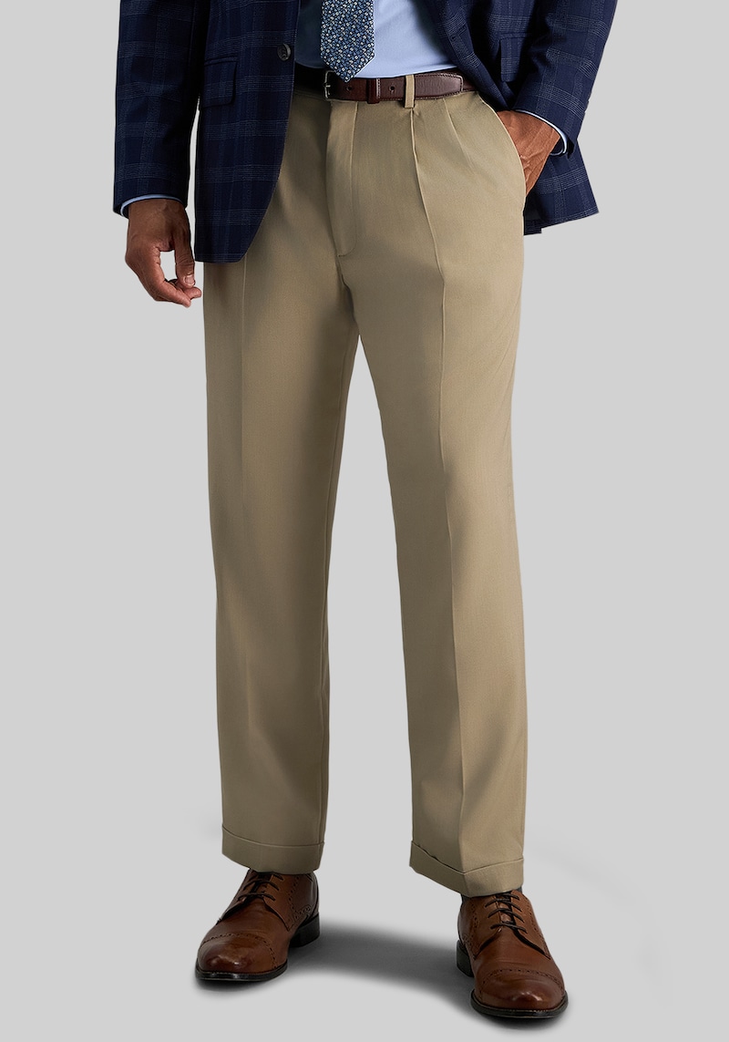 Men's Haggar Premium Comfort Classic Fit Pleated Dress Pants at Jos. A. Bank, Tan, Size 34x29