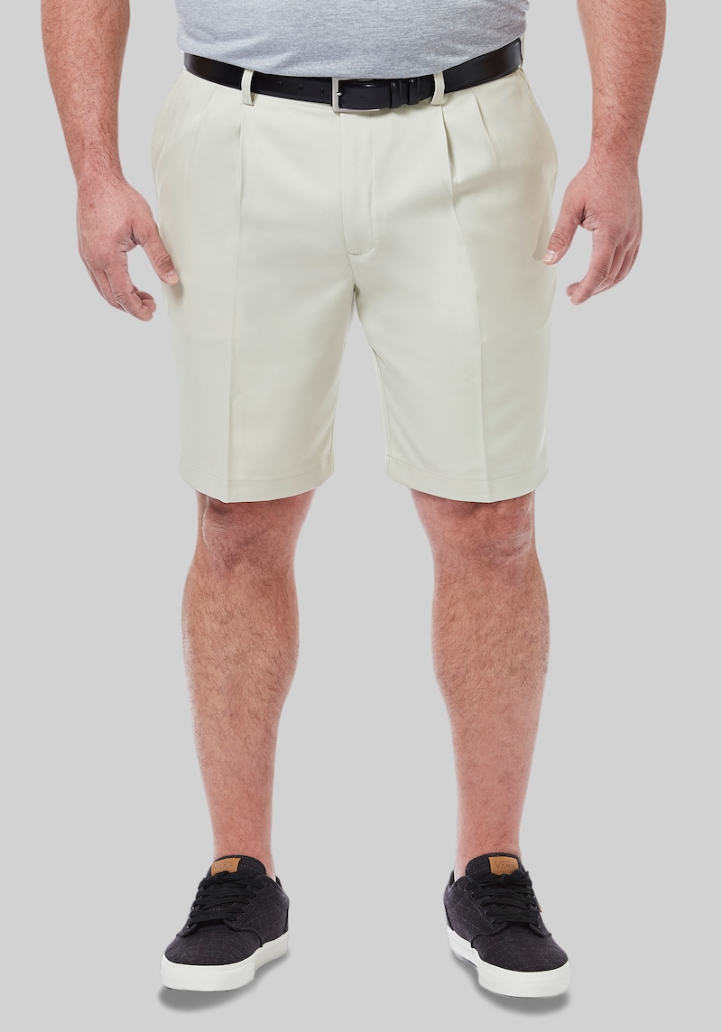 Men's Big & Tall Haggar Big & Tall Straight Fit Cool 18 Pro Performance Shorts 10.5'' at Jos. A. Bank, Cream/Natural/White, Size 52 Regular