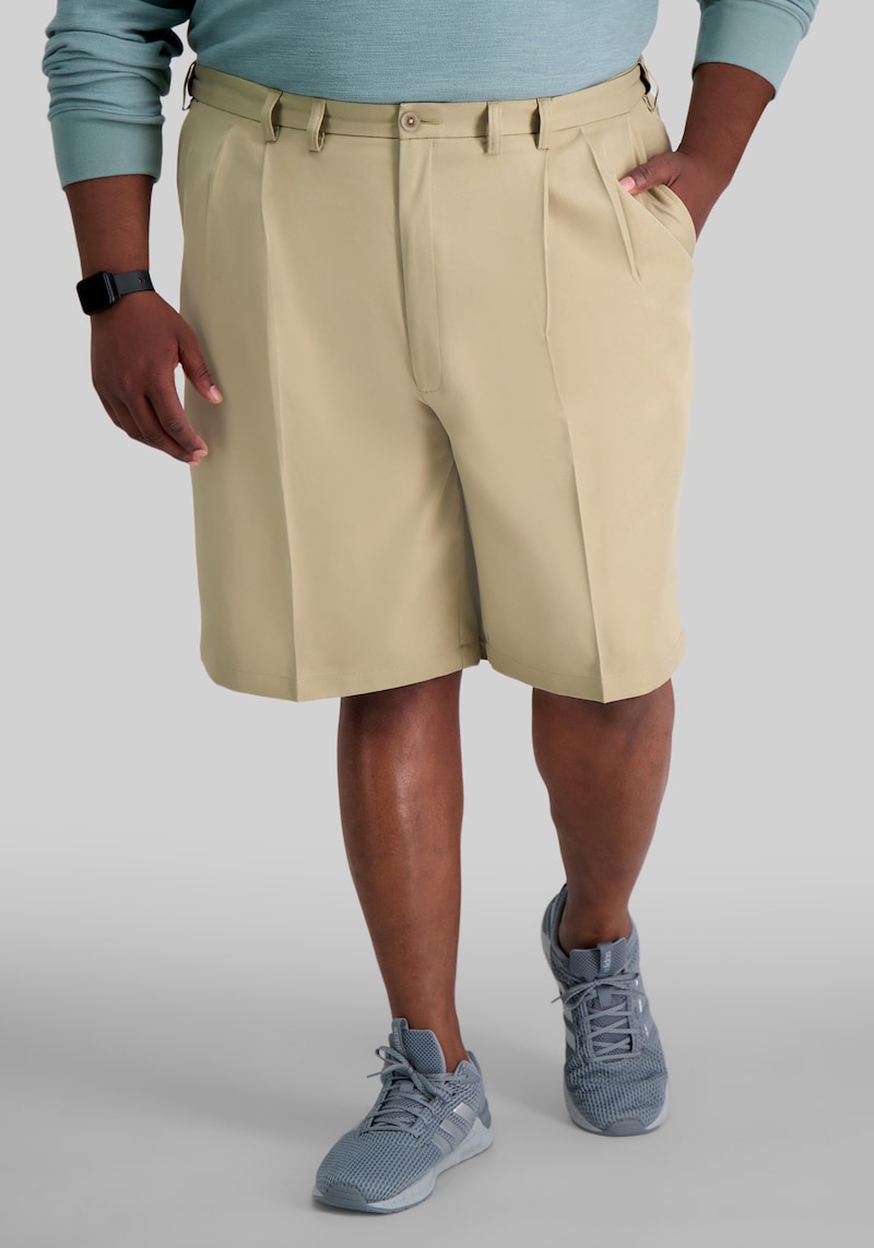 Men's Big & Tall Haggar Big & Tall Straight Fit Cool 18 Pro Performance Shorts 10.5'' at Jos. A. Bank, Tan, Size 46 Regular
