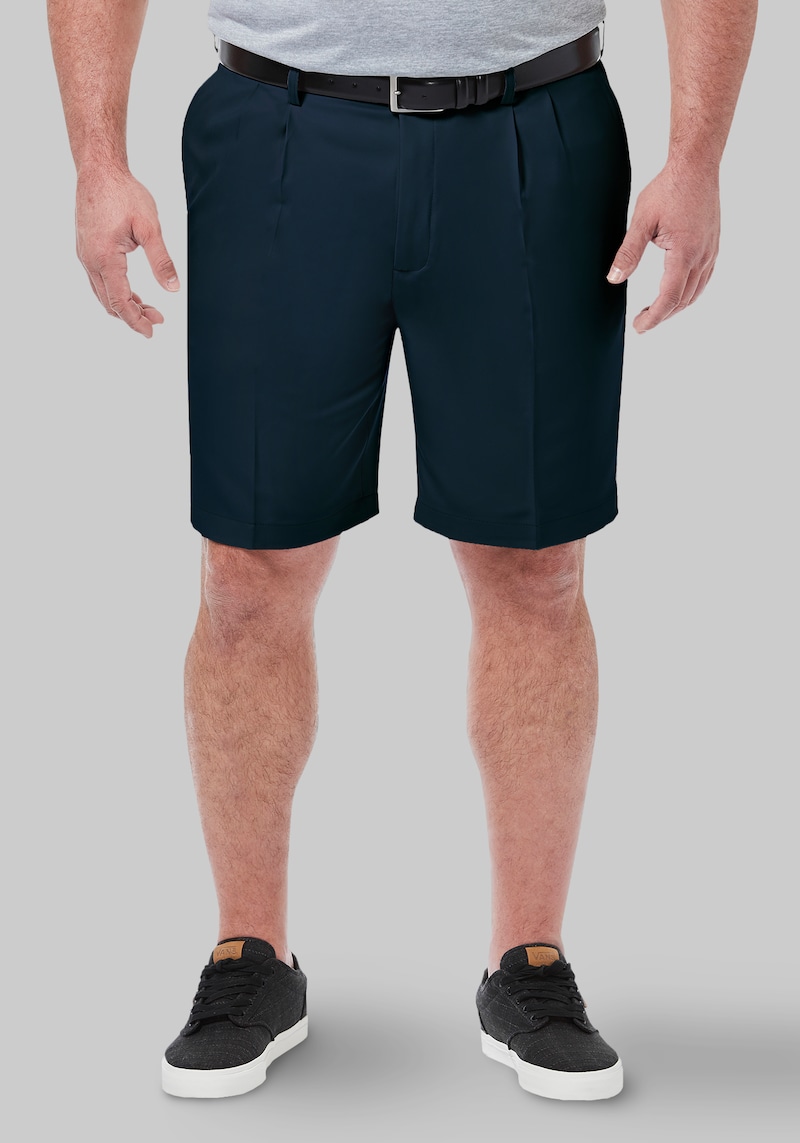 Men's Big & Tall Haggar Big & Tall Straight Fit Cool 18 Pro Performance Shorts 10.5'' at Jos. A. Bank, Blue/Navy, Size 46 Regular