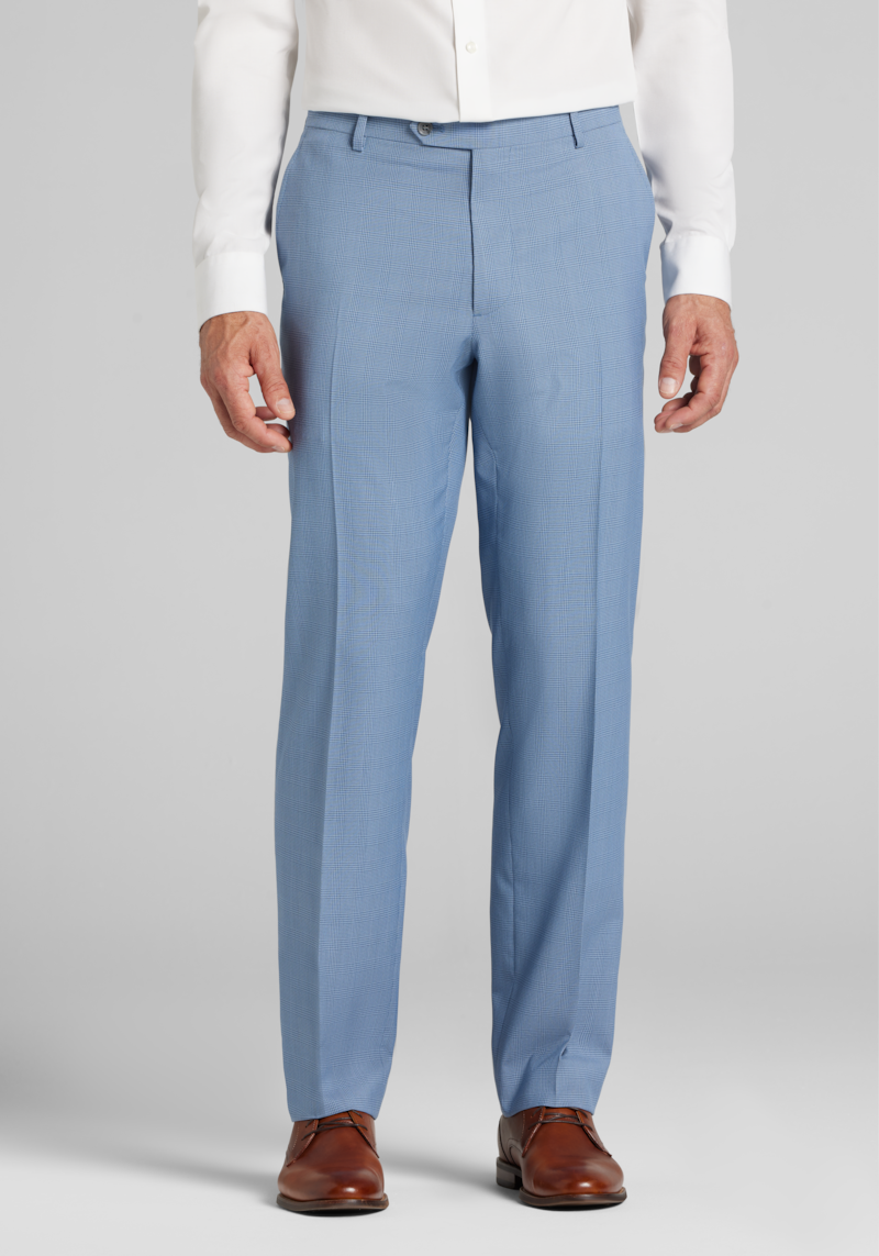 Men's 1905 Collection Tailored Fit Check Suit Pants at Jos. A. Bank, Light Blue