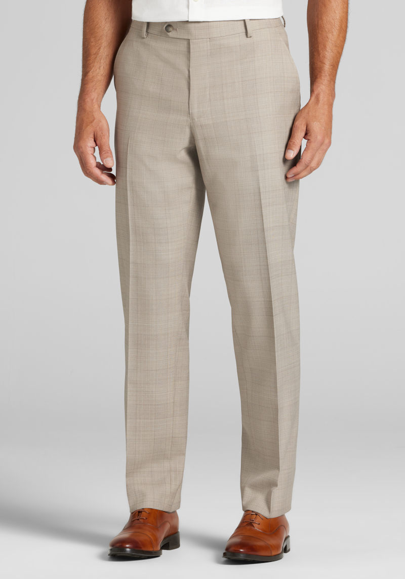 Men's Traveler COOLMOTION Tailored Fit Plaid Suit Pants at Jos. A. Bank, Tan, Size 32x34 - Suit Separates