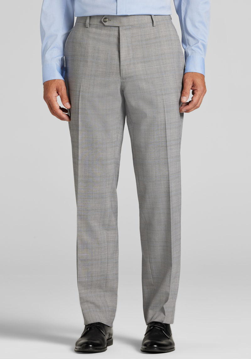 Men's Big & Tall Traveler COOLMOTION Tailored Fit Plaid Suit Pants at Jos. A. Bank, Grey, Size 48x32 - Suit Separates