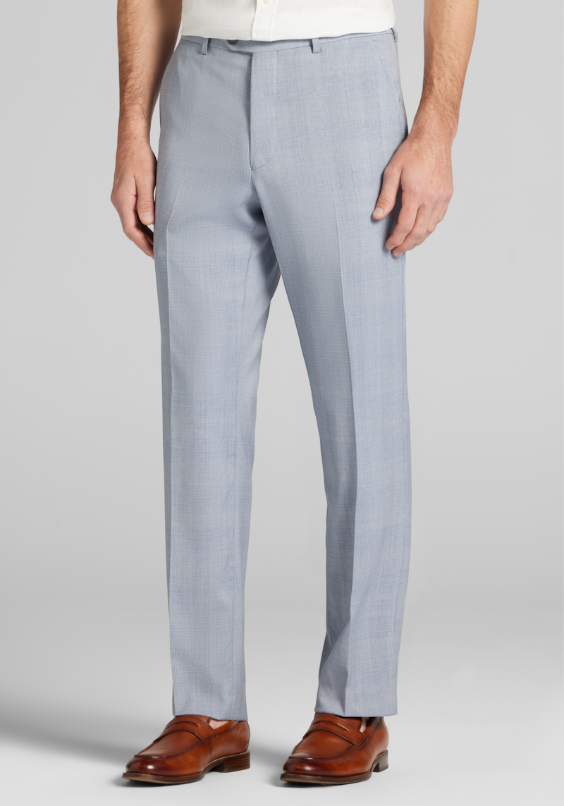 Men's Reserve Collection Tailored Fit Plaid Italian Wool Suit Separate Pants at Jos. A. Bank, Light Blue, Size 32x30