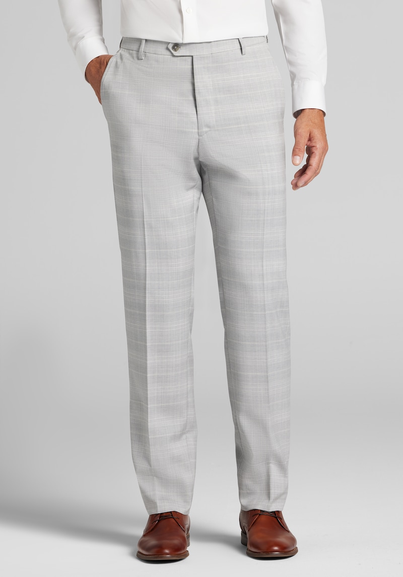 Men's Reserve Collection Tailored Fit Plaid Italian Wool Suit Pants at Jos. A. Bank, Grey, Size 34x32 - Suit Separates