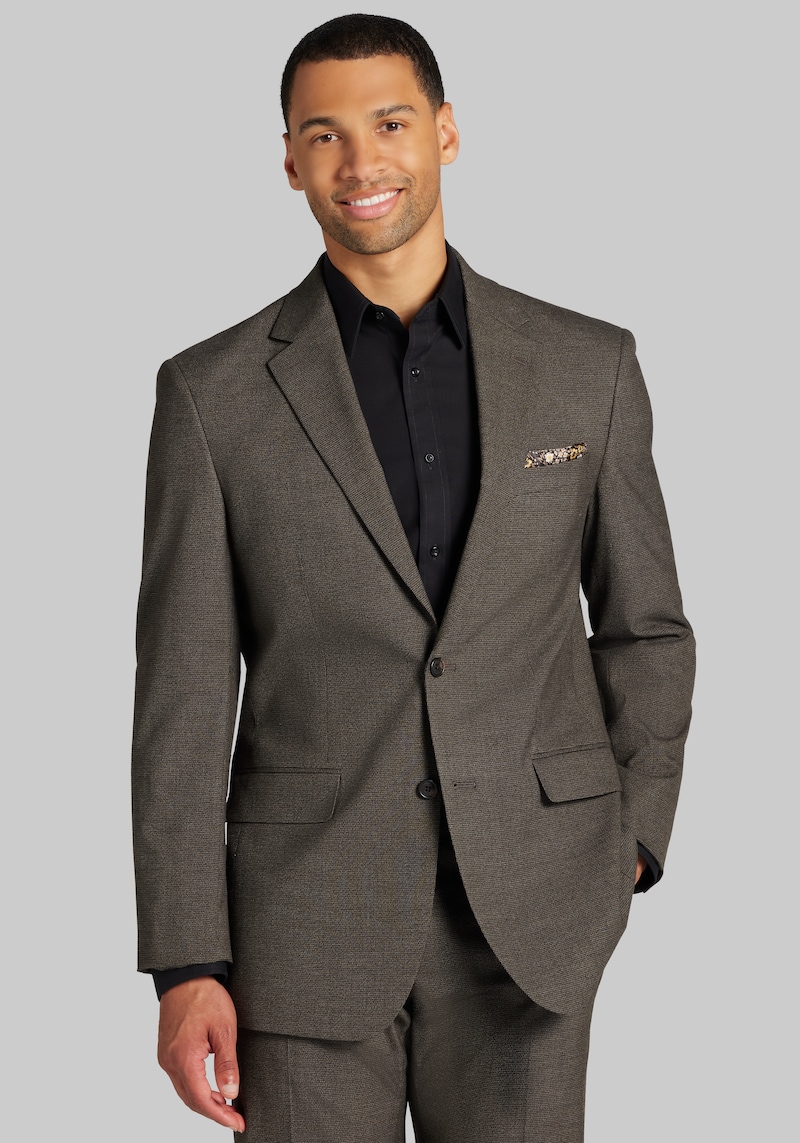 Men's Jos. A. Bank Comfort Stretch Tailored Fit Check Suit Jacket at Jos. A. Bank, Brown, Size 44 Regular - Suit Separates
