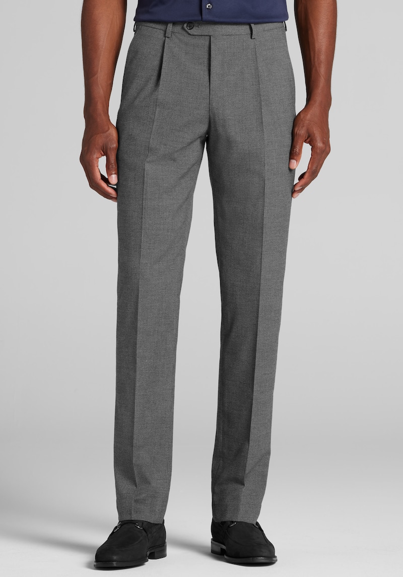 Men's Jos. A. Bank Comfort Stretch Flannel Slim Fit Check Suit Pants at Jos. A. Bank, Black, Size 32x30 - Suit Separates