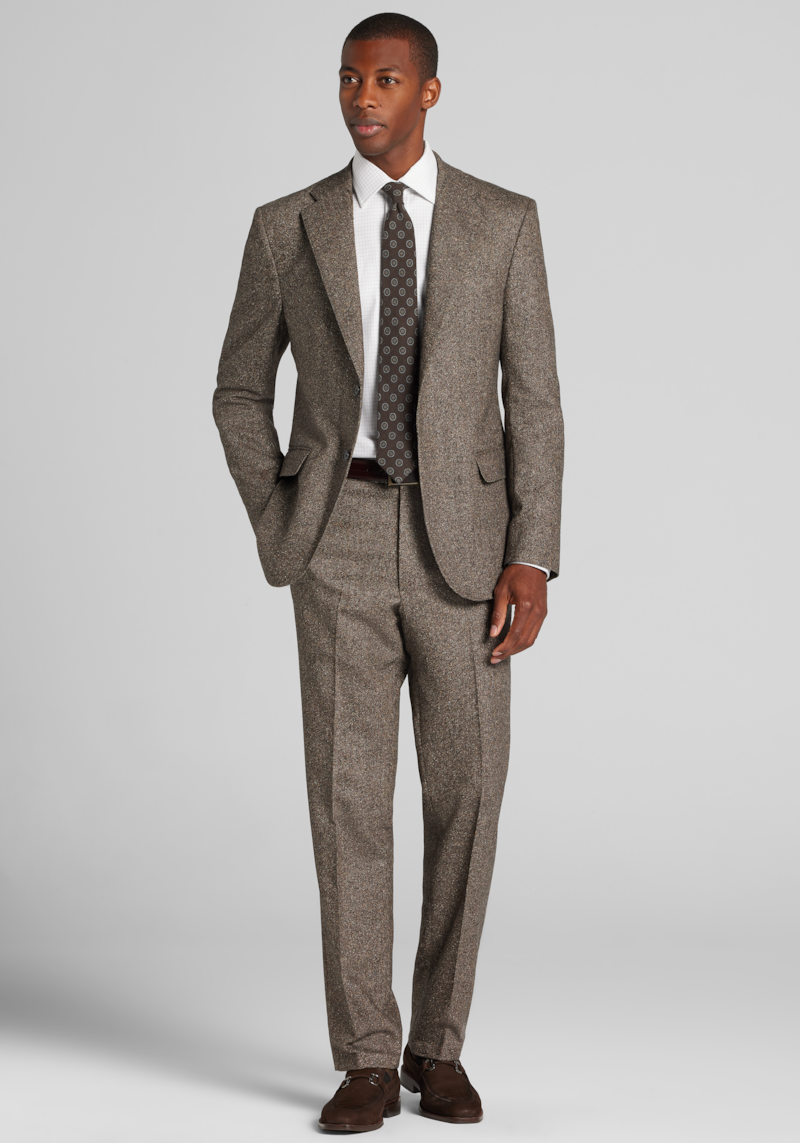 Men's Reserve Collection Tailored Fit Tweed Made in USA Suit Jacket at Jos. A. Bank, Brown, Size 44 Long - Suit Separates