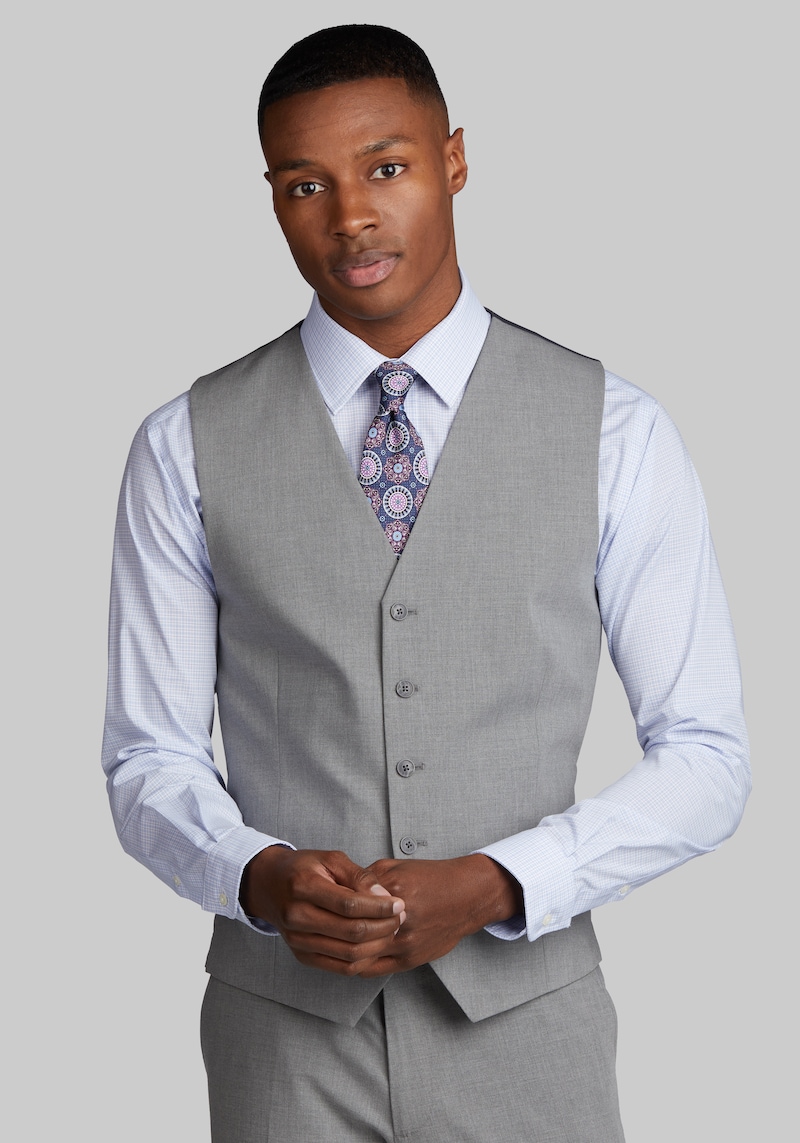 Men's Tailored Fit Suit Separates Vest, Light Grey, Large