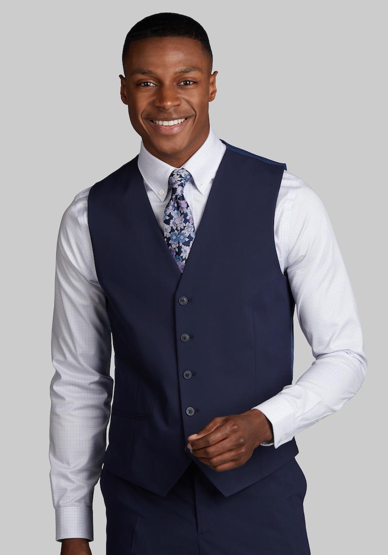 JoS. A. Bank Men's Tailored Fit Suit Separates Solid Vest, Bright Navy, Large