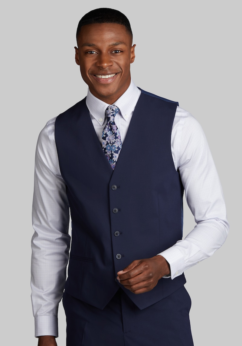 Men's Tailored Fit Suit Separates Solid Vest, Bright Navy, Medium