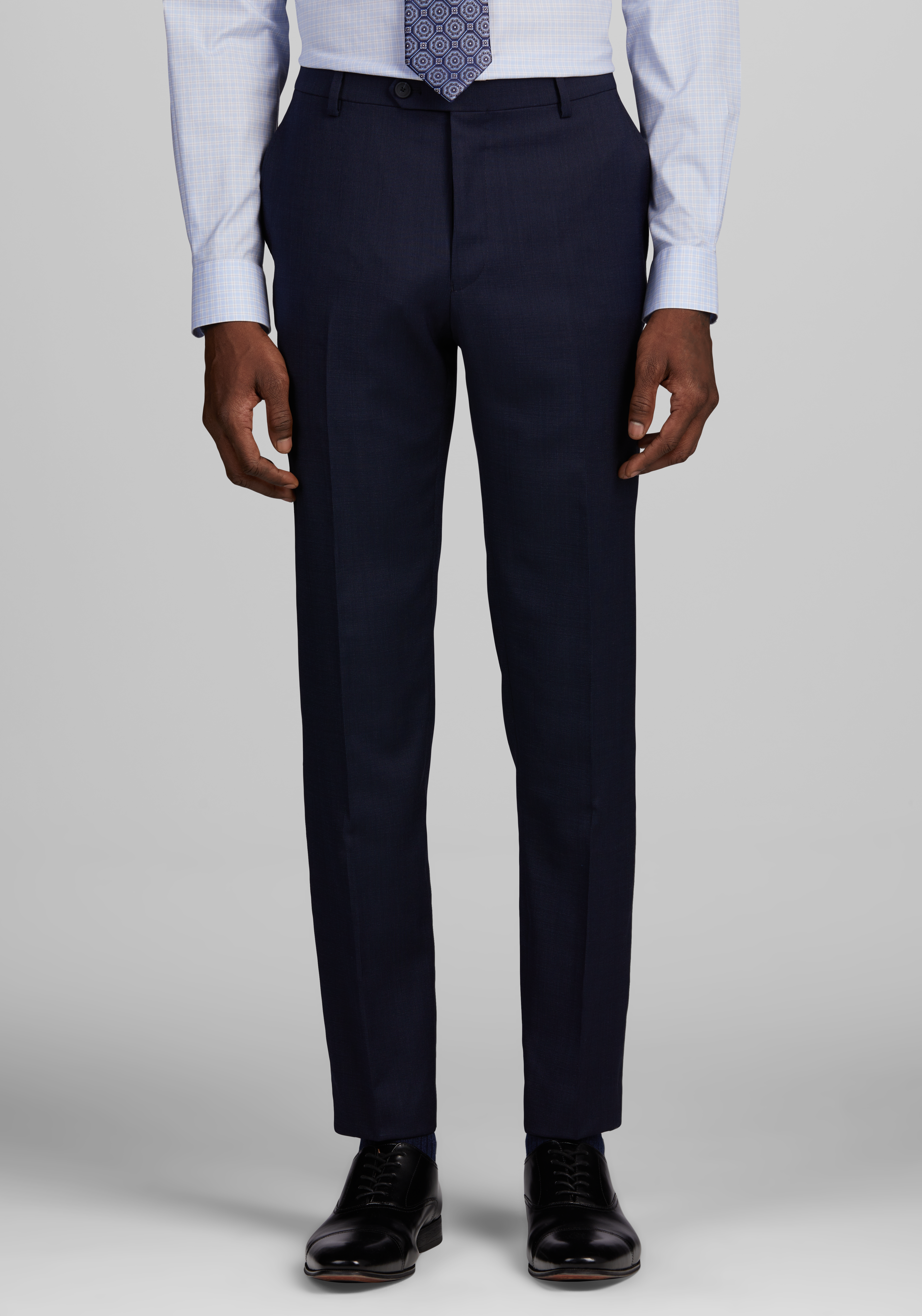 Men's Classic Navy Flat Front Slim Slacks