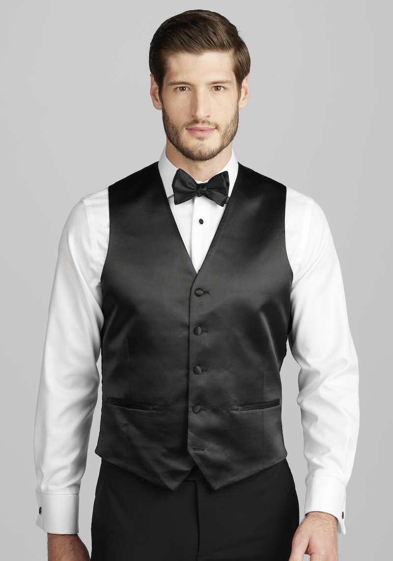 JoS. A. Bank Men's Skinny Fit Tuxedo Vest, Black, Large - Tuxedo Separates