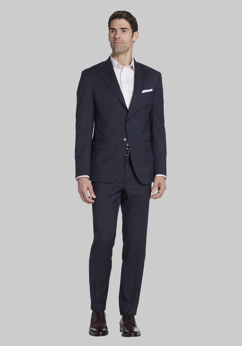 JoS. A. Bank Men's Reserve Collection Tailored Fit Textured Stripe Suit, Navy, 41 Regular
