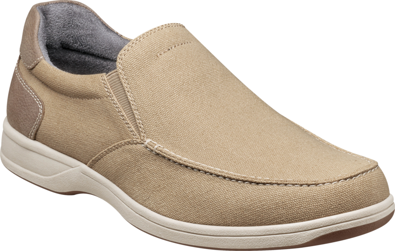 Florsheim Men's Lakeside Canvas Slip On Shoes, Light Brown, 7 Wide