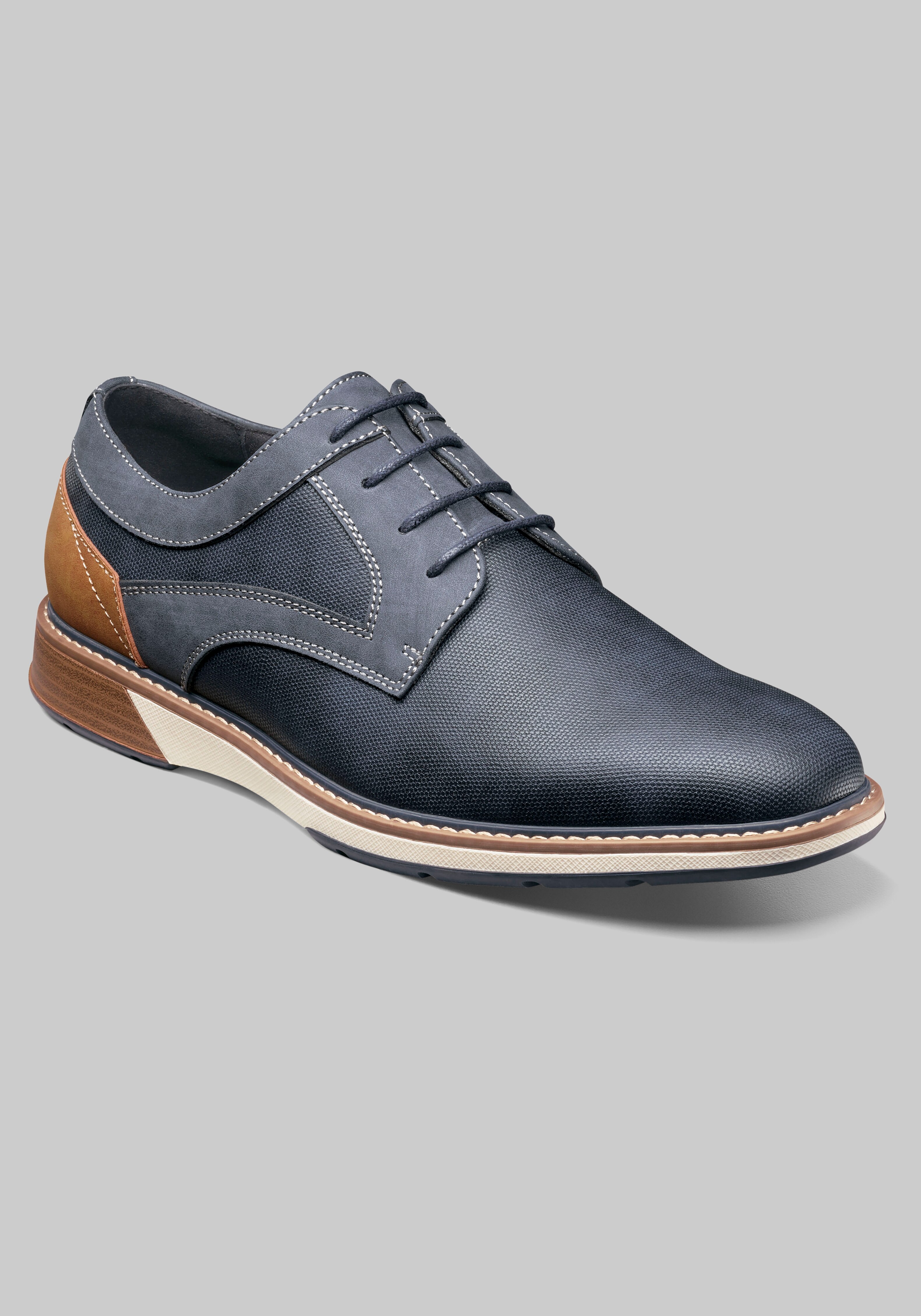 chain dress black Carrucci Mens Navy Blue Lace-up Oxford Leather Dress Shoes With Lug So –  The Suit Depot main image 0