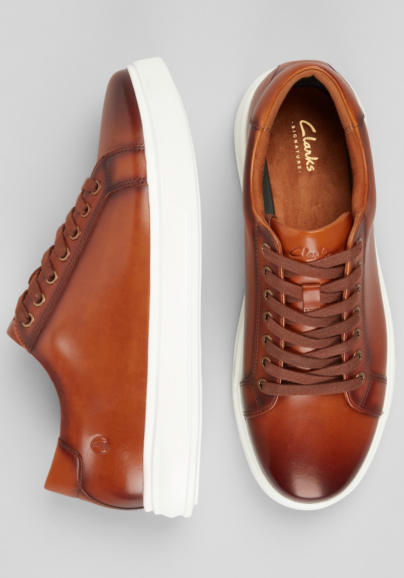 Clarks Men's Goswell Leather Sneakers at Jos. A. Bank, Tan, Size 9.5 D Width - Shoes