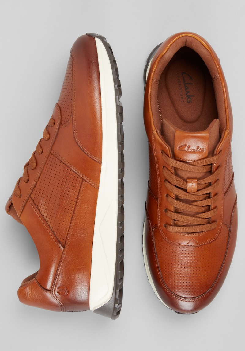 Clarks Men's Radwell Leather Sneakers at Jos. A. Bank, Tan, Size 7 D Width - Shoes