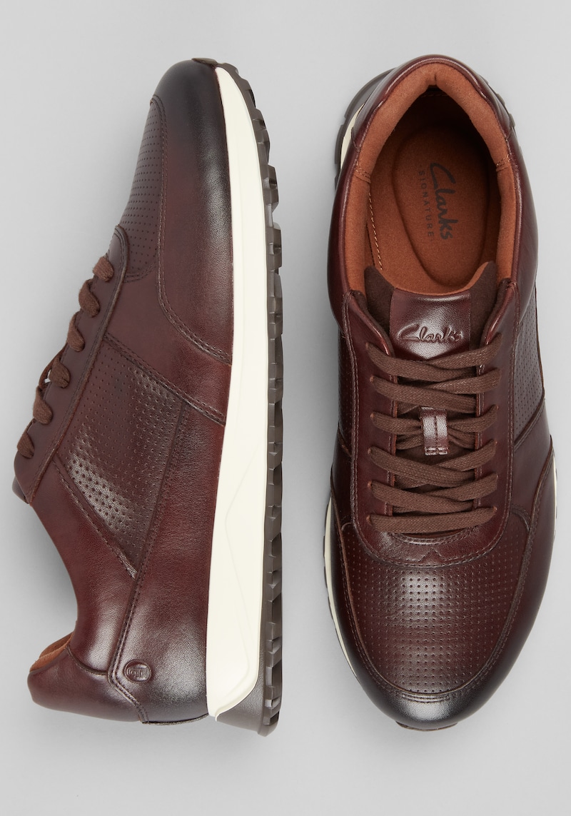 Clarks Men's Radwell Leather Sneakers at Jos. A. Bank, Brown, Size 11 D Width - Shoes