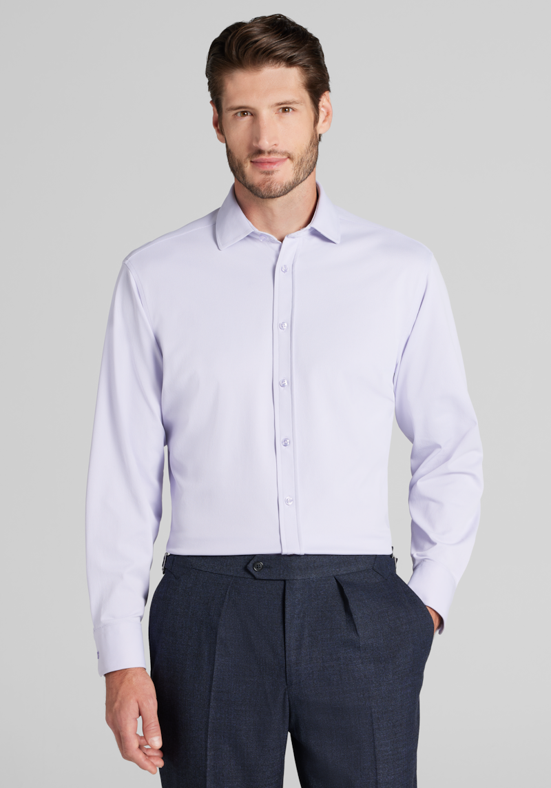 Men's Jos. A. Bank Tailored Fit Pique Dress Shirt at Jos. A. Bank, Light Purple, Size 15 X 34/35