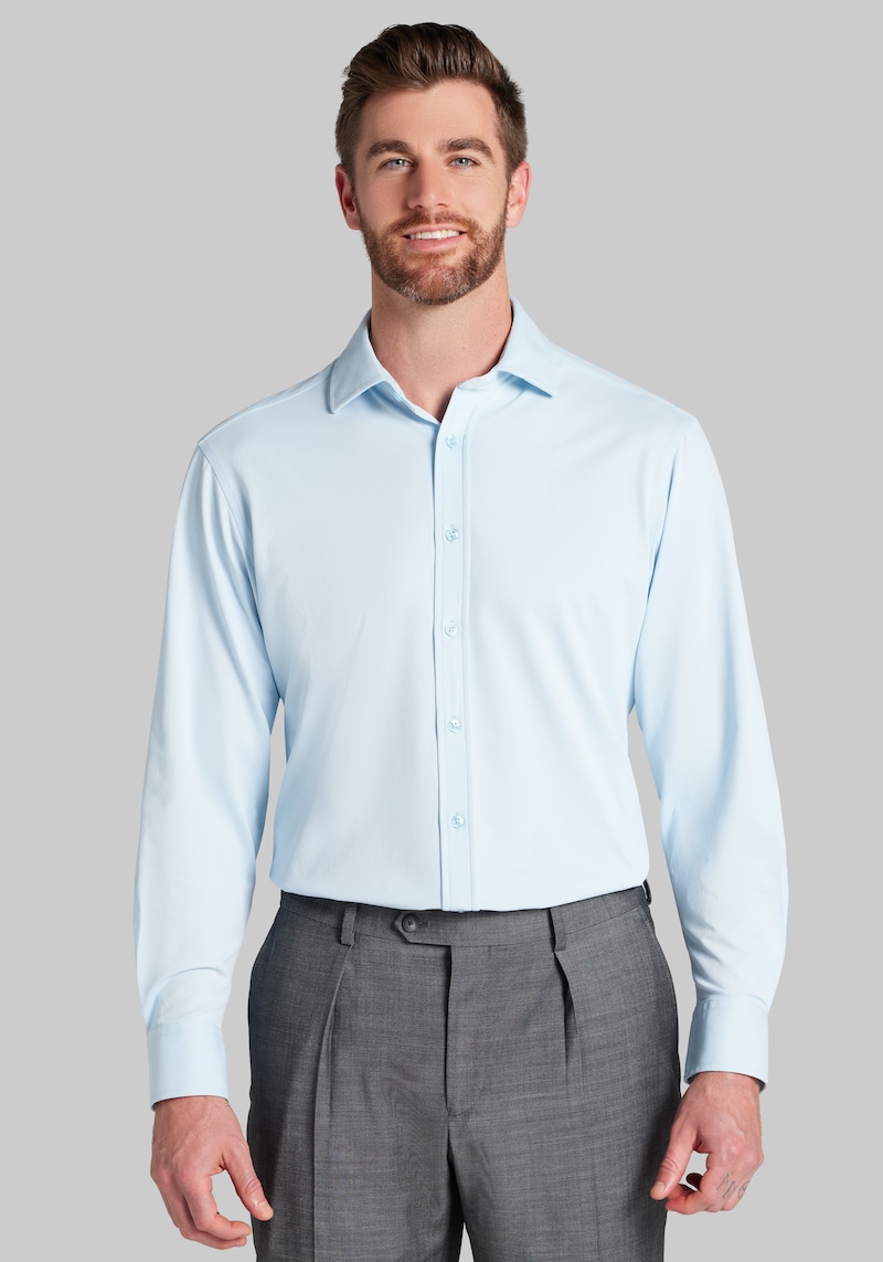 Men's Jos. A. Bank Tailored Fit Pique Dress Shirt at Jos. A. Bank, Blue, Size 17 1/2 X 32/33